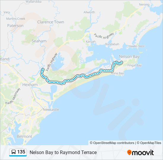 135 bus Line Map