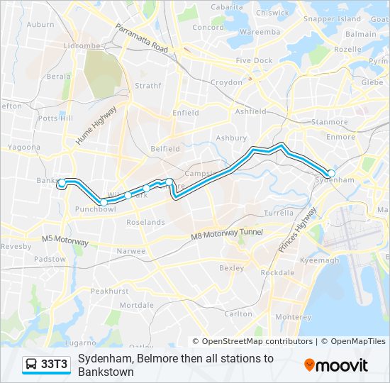 33T3 bus Line Map