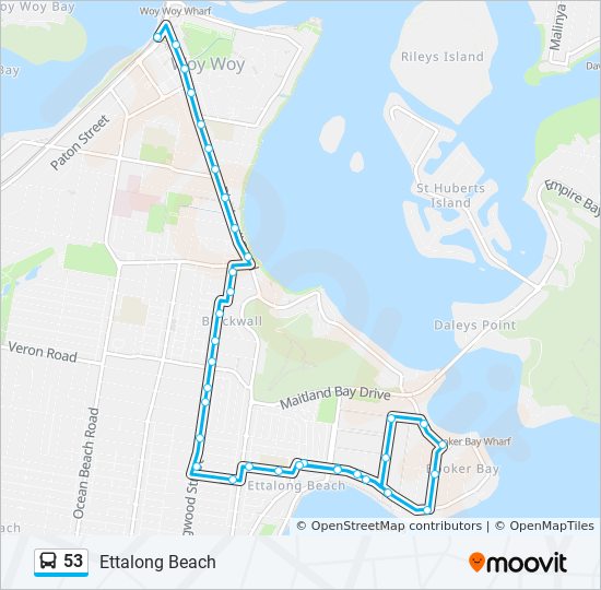 53 bus Line Map