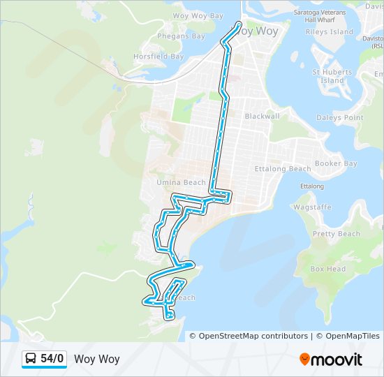 Mapa de 54/0 de autobús