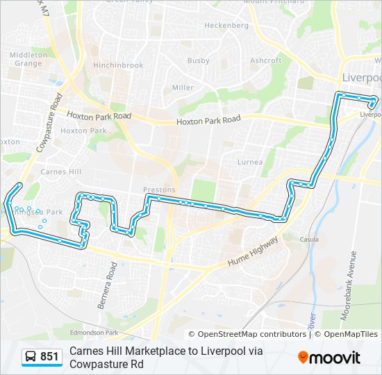 Bus 851 Route Map 851 Route: Schedules, Stops & Maps - Cowpasture Rd (Updated)