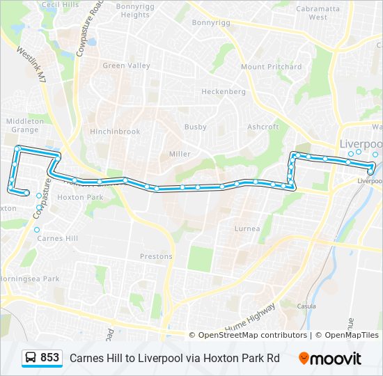 Bus 853 Route Map 853 Route: Schedules, Stops & Maps - Liverpool Station (Updated)