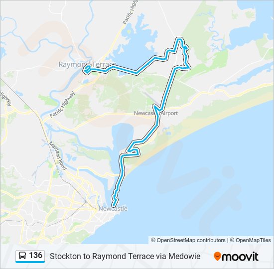 136 Route: Schedules, Stops & Maps - Raymond Terrace (Updated)