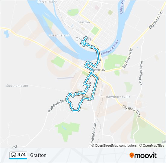 Mapa de 374 de autobús