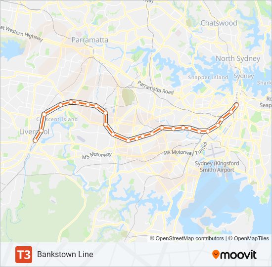 t3 Route Schedules, Stops & Maps Liverpool via Bankstown (Updated)