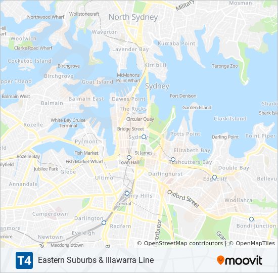 Bondi Junction Train Line Map T4 Route: Schedules, Stops & Maps - Bondi Junction (Updated)