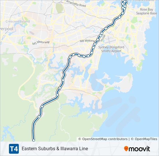 Illawarra Train Line Map T4 Route: Schedules, Stops & Maps - City Circle Via Museum (Updated)