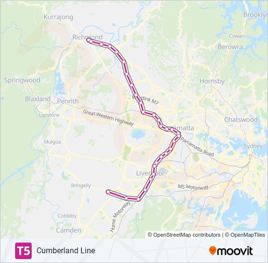 T5 train Line Map