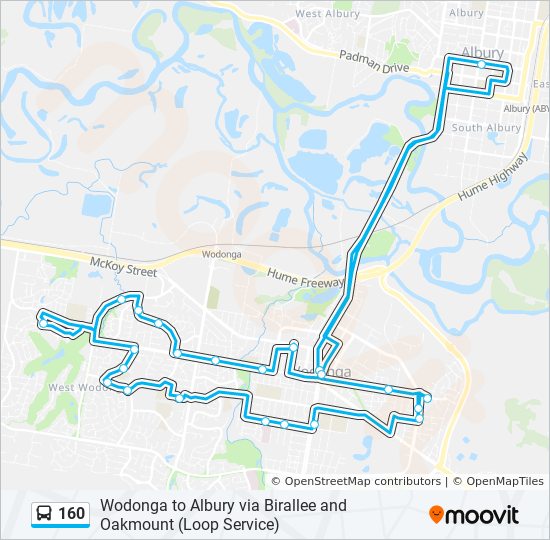 160 Route Schedules, Stops & Maps Wodonga (VIC) (Updated)