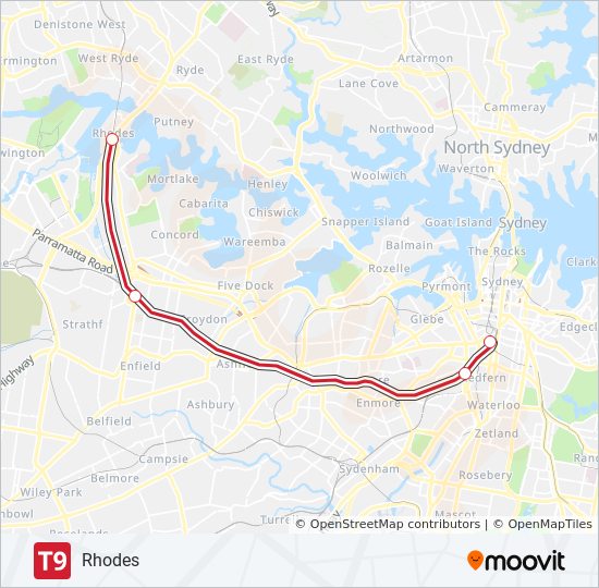 Mapa de T9 de tren