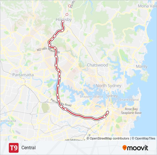 T9 train Line Map