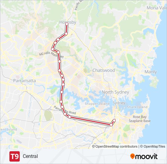 T9 train Line Map