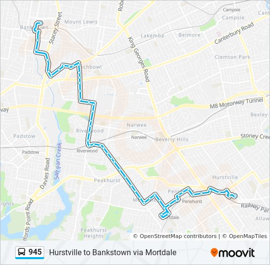 Bus 945 Route Map 945 Route: Schedules, Stops & Maps - Bankstown Central (Updated)