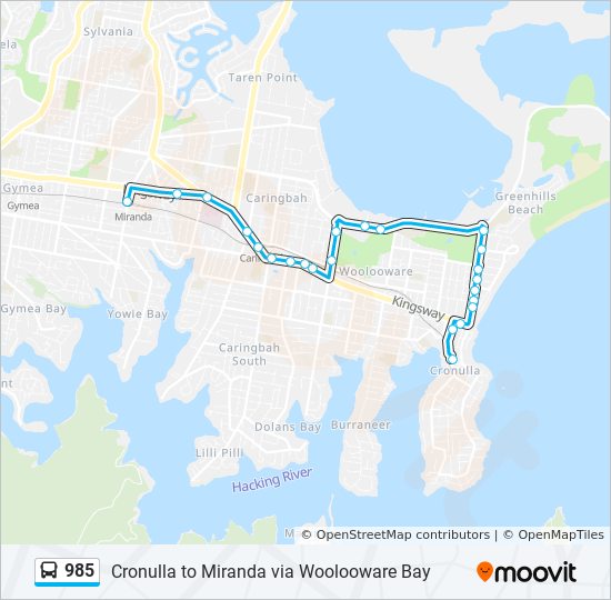 Bus 985 Route Map 985 Route: Schedules, Stops & Maps - Cronulla Station (Updated)