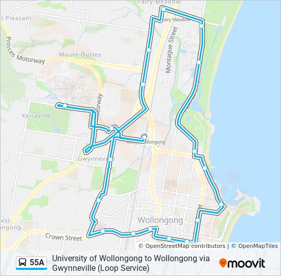 55A bus Line Map