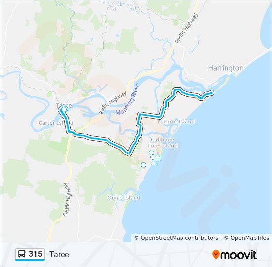 Bus 315 Route Map 315 Route: Schedules, Stops & Maps - Taree (Updated)