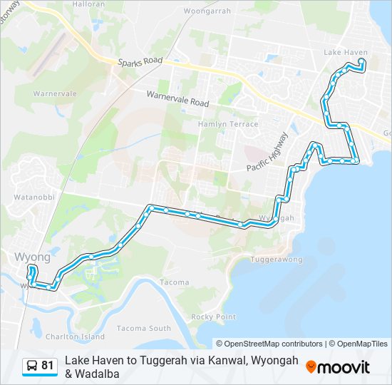 81 Route: Schedules, Stops & Maps - Wyong (Updated)