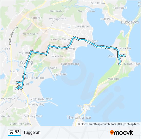 93 Route: Schedules, Stops & Maps - Tuggerah (Updated)