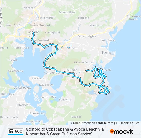 Mapa de 66C de autobús