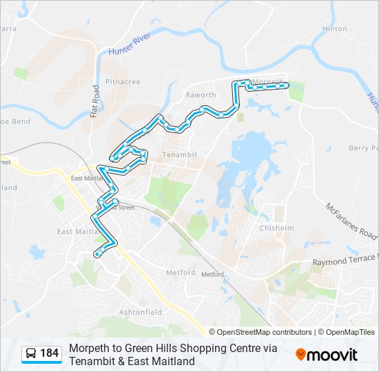 184 bus Line Map