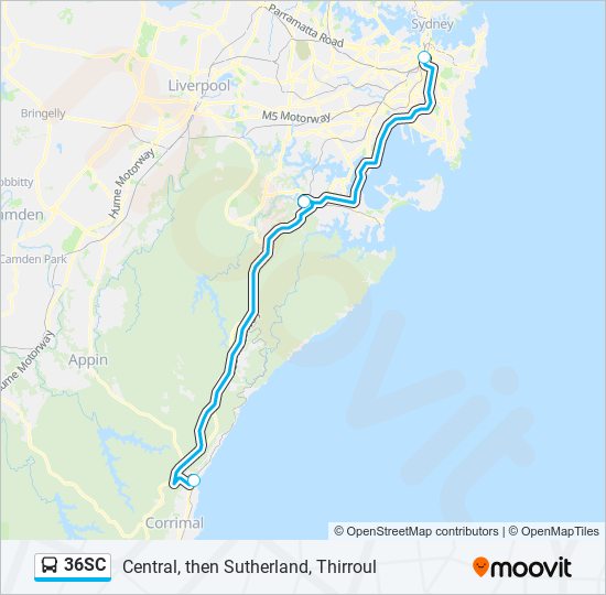 Mapa de 36SC de autobús