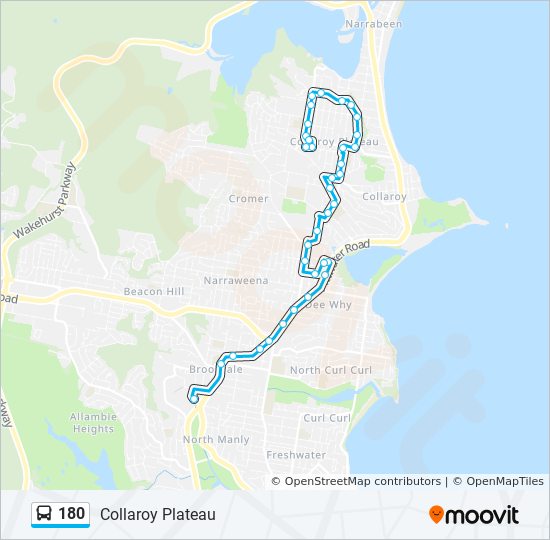 180 Route: Schedules, Stops & Maps - Collaroy Plateau (Updated)