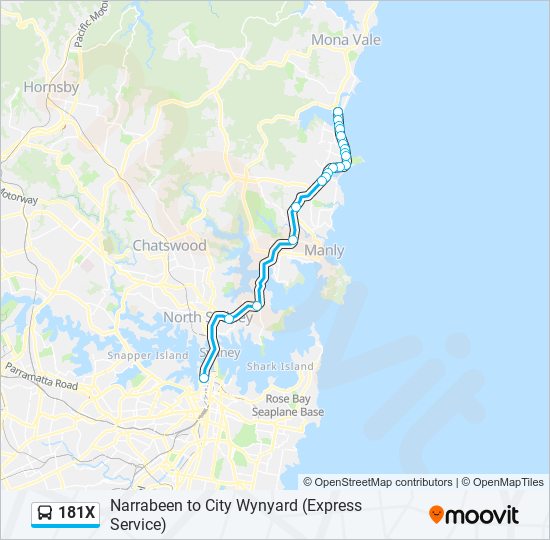 181X bus Line Map