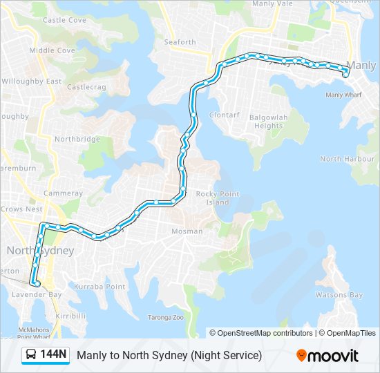 144N bus Line Map