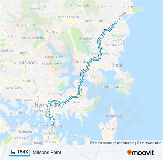 154x Route: Schedules, Stops & Maps - Milsons Point (Updated)