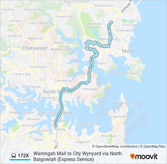 172X bus Line Map