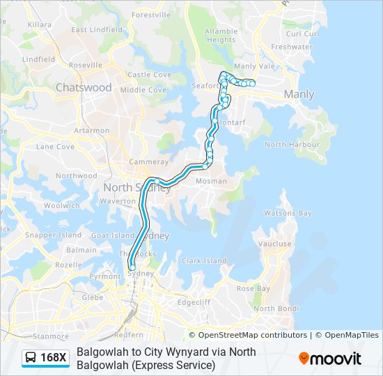 Mapa de 168X de autobús