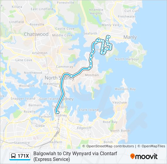 171X bus Line Map