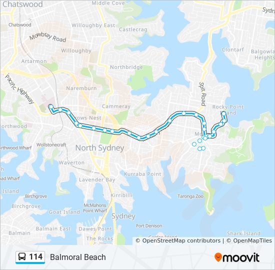 114 bus Line Map