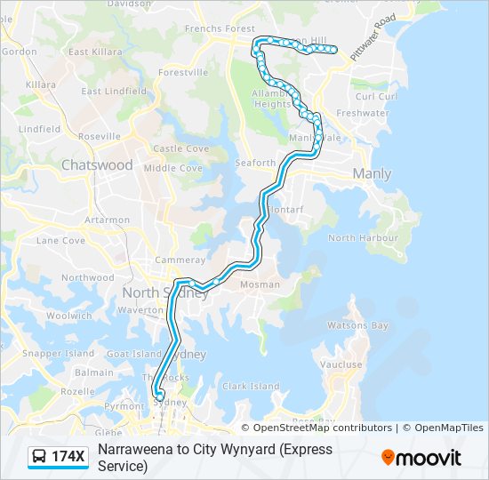 174X bus Line Map