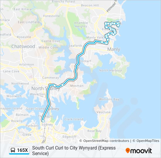 165X bus Line Map