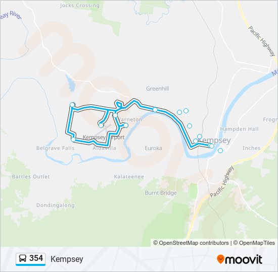 Mapa de 354 de autobús