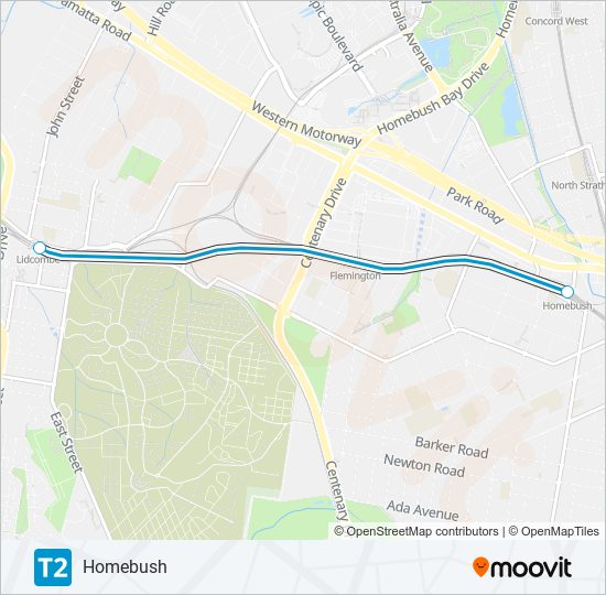 t2 Route Schedules, Stops & Maps Homebush (Updated)