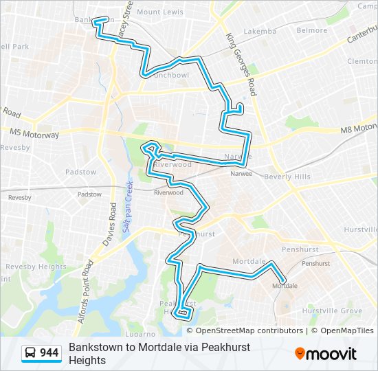 Bus 944 Route Map 944 Route: Schedules, Stops & Maps - Mortdale Station (Updated)