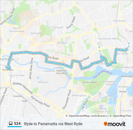 524 bus Line Map