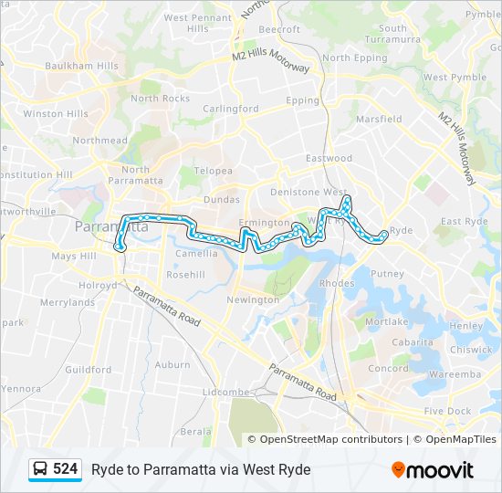 524 Route: Schedules, Stops & Maps - Ryde-Church St (Updated)