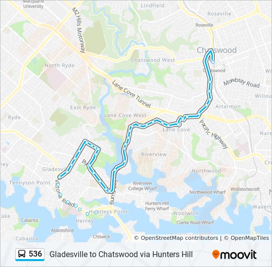 536 bus Line Map