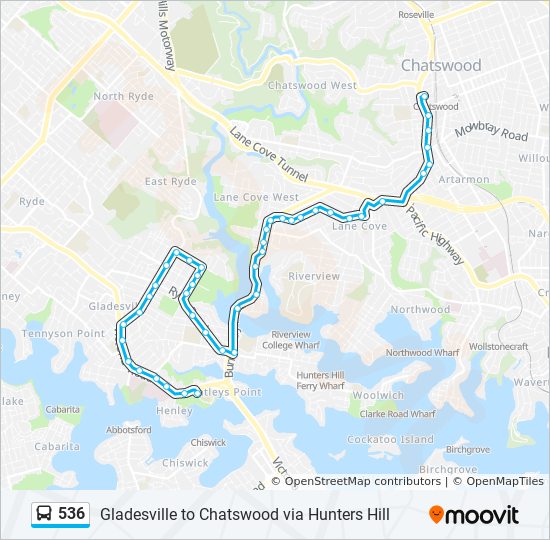 536 bus Line Map