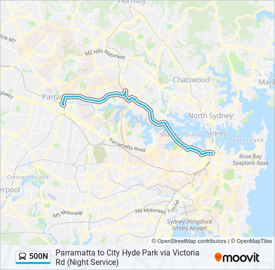 500N bus Line Map