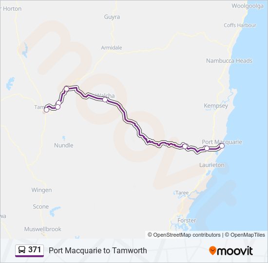 Mapa de 371 de autobús