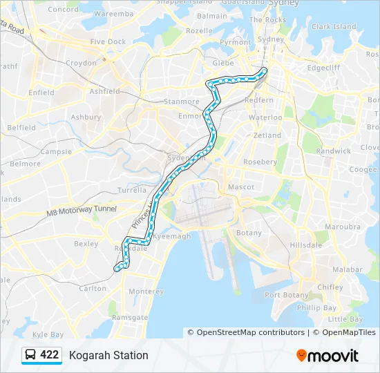 422 Bus Route Map 422 Route: Schedules, Stops & Maps - Kogarah Station (Updated)