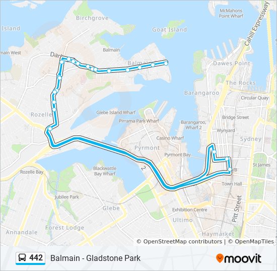 Map Of Balmain Sydney 442 Route: Schedules, Stops & Maps - Balmain - Gladstone Park (Updated)