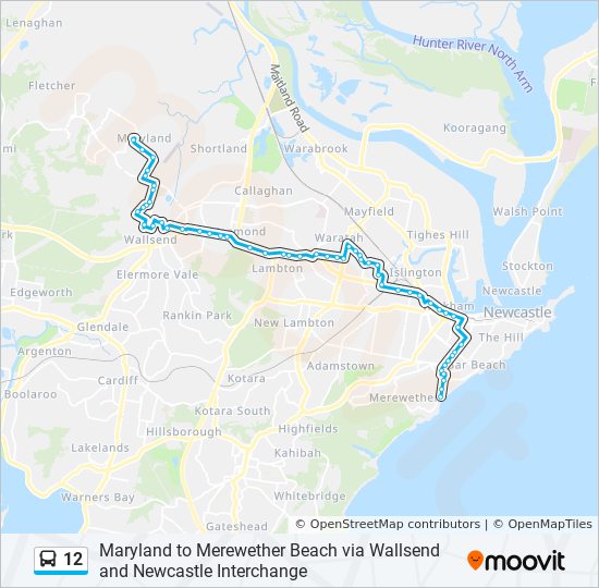 Newcastle Bus Routes Map 12 Route: Schedules, Stops & Maps - Maryland (Updated)