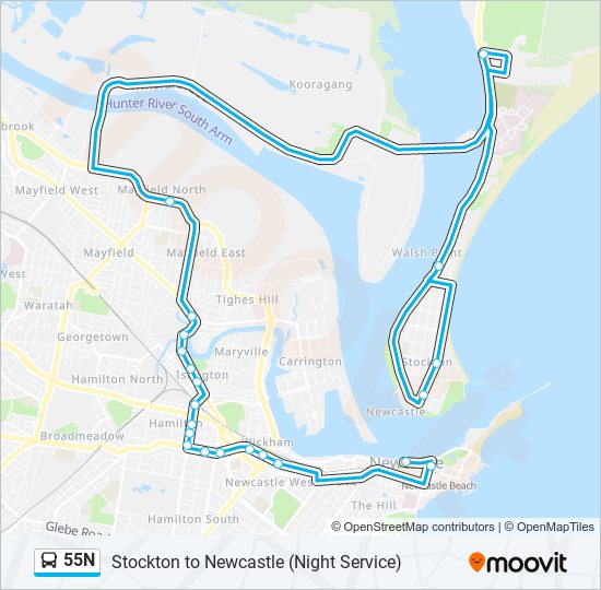 55N bus Line Map