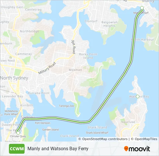 Manly Ferry Route Map Ccwm Route: Schedules, Stops & Maps - Manly (Updated)