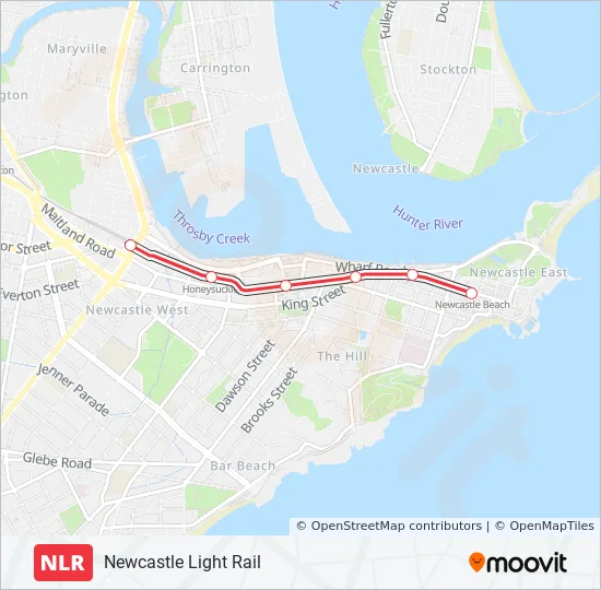 Newcastle Light Rail Map Nlr Light Rail Line Map - Newcastle Transport